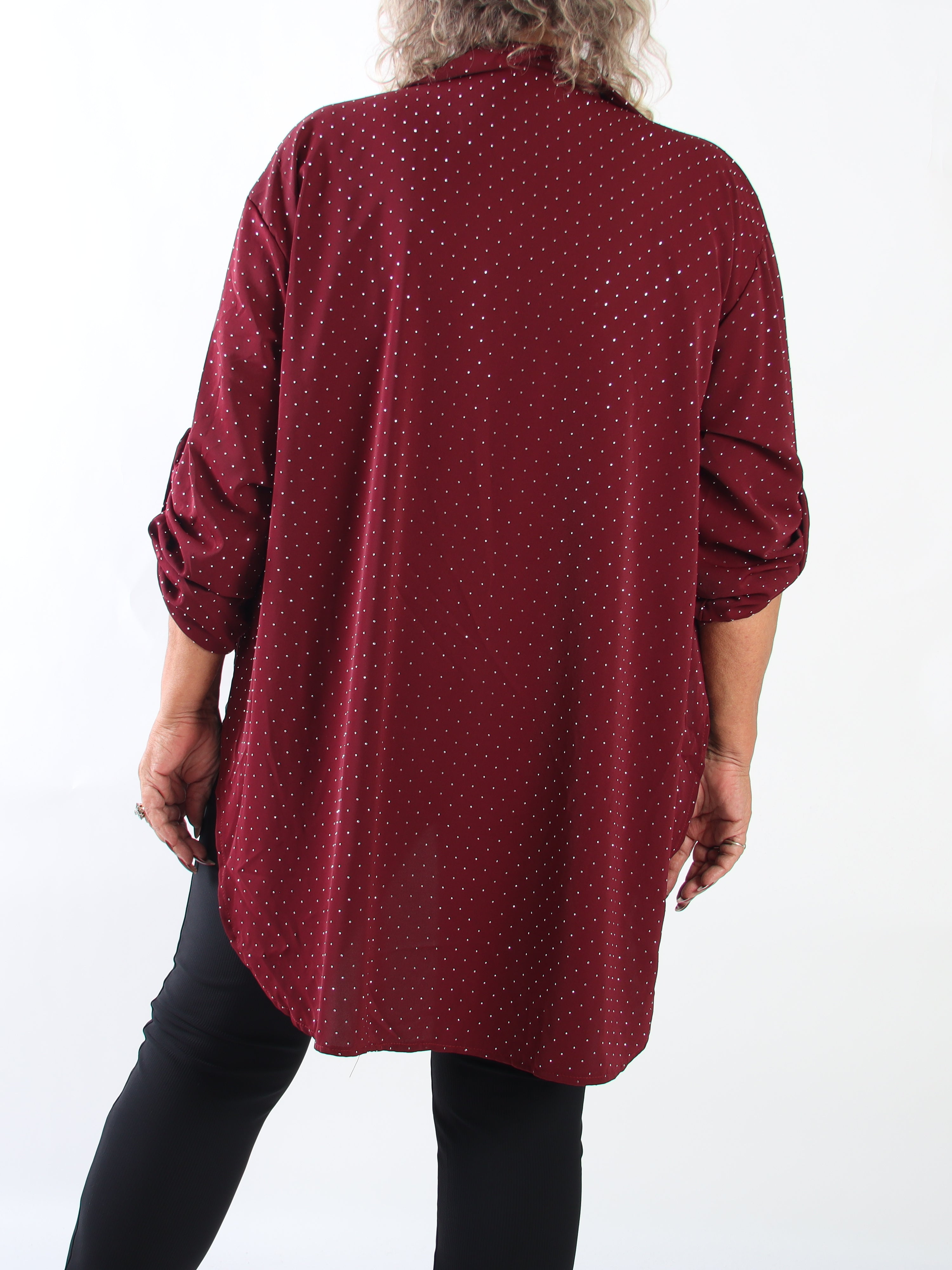 Celeste - Elegant skjorta i plus size i viskos med strass som ger en exklusiv touch